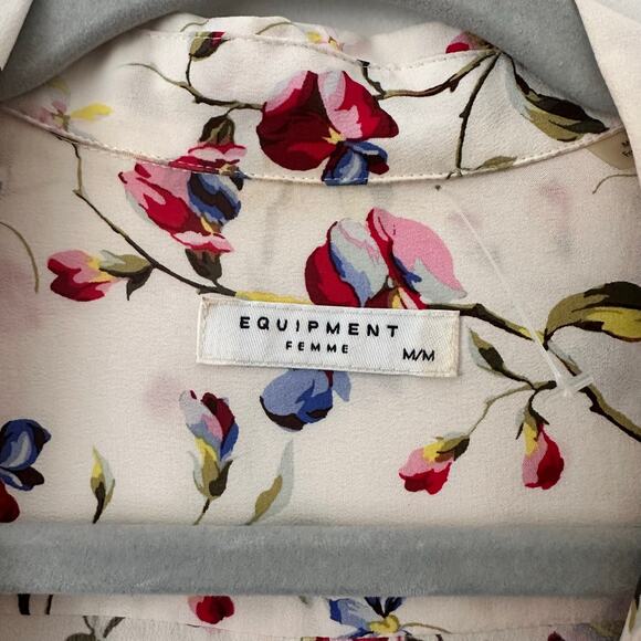 Equipment Femme Floral Silk Blouse Size Medium - Picture 3 of 5